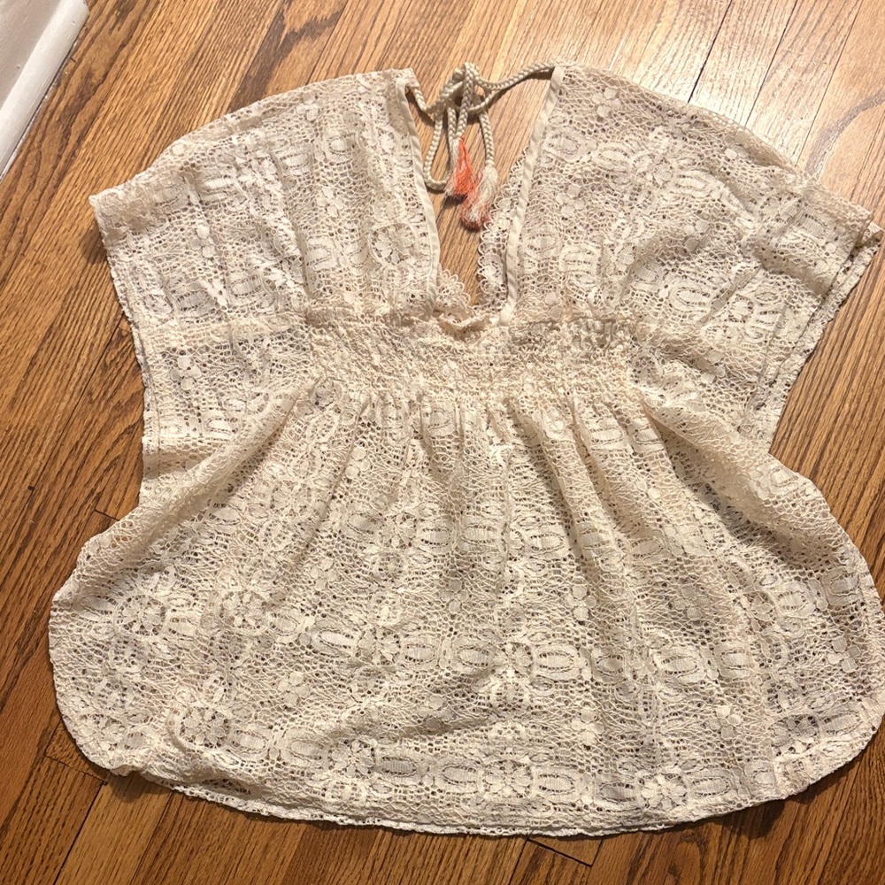 Lace swim coverup